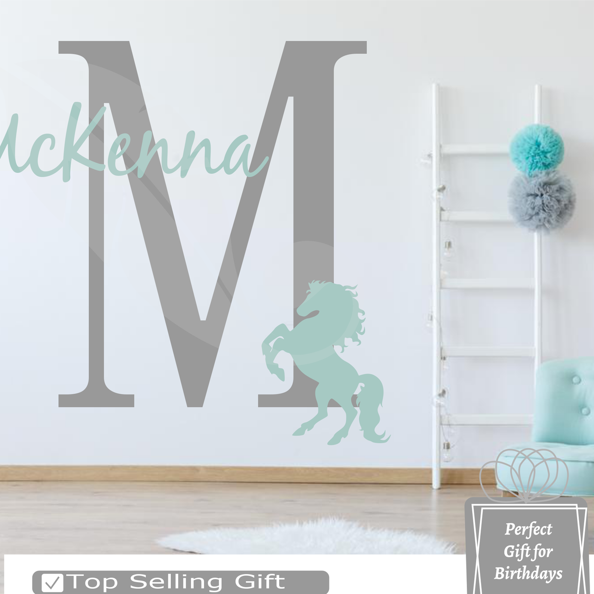 Personalized Initial with Name and Horse | Vinyl Messages, image size:1200x1200