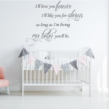 Load image into Gallery viewer, I'll love you forever, I'll like you for always, was long as I'm living my baby you'll be.  Nursery decor