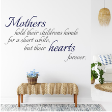 Load image into Gallery viewer, Mothers hold their children's hand for a little while, but their hearts forever.