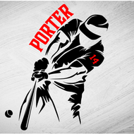 Baseball Batter with Personalized Name and number